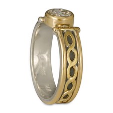Open Rope Engagement Ring in 18K Yellow Gold Borders & Center w Sterling Silver Base 