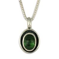 Oval Gem Pendant in Green Tourmaline