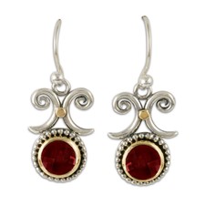 Passion Flower Earrings  in Garnet