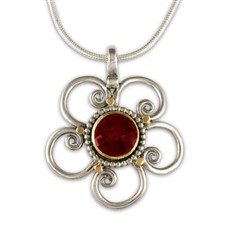 Passion Flower Pendant in Garnet