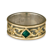 Persephone Square Emerald Ring in 14K White Gold Base w 18K Yellow Gold Center