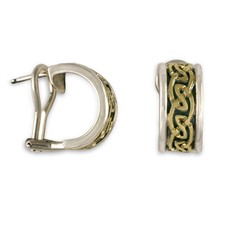 Petra Cuff Earrings Bordered in 18K Yellow Gold Design w Sterling Silver Base