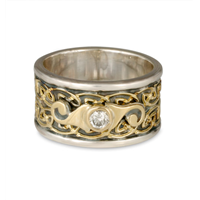 Petra Swirl Ring in 14K Yellow Gold Center w 14K White Gold Base