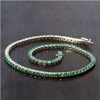 Pickleball Necklace with 4mm Green Moissanite  in Sterling Silver