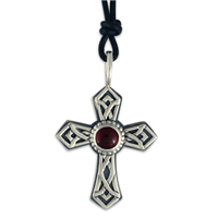 Pictish Cross with Gem  in Sterling Silver