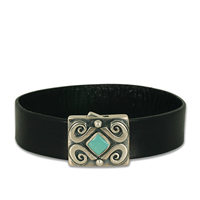 Piedra Leather Bracelet with Gem in Turquoise