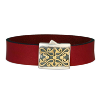 Prague Leather Bracelet in 14K Yellow Gold Design w Sterling Silver Base