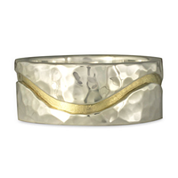 River Wedding Ring 10mm Hammered in Two Tone
