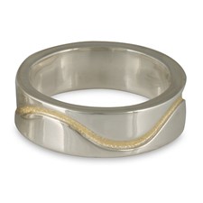 River Wedding Ring 6mm in 18K Yellow Gold Design w Sterling Silver Base