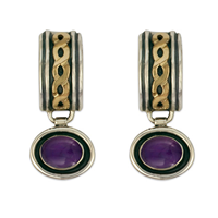 Rope Cuff Earrings with Gem in Amethyst