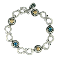 Seville Bracelet with Gems in 14K Yellow Gold Design w Sterling Silver Base