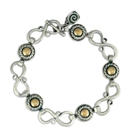 Seville Bracelet in 14K Yellow Gold Design w Sterling Silver Base