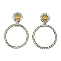 Seville Hoop Earrings in 14K Yellow Gold Design w Sterling Silver Base
