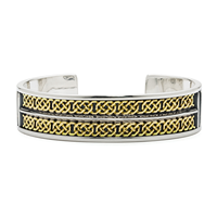 Shannon Cuff Bracelet in 14K Yellow Gold Design w Sterling Silver Base