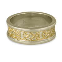 Shannon Wedding Ring in 14K White Gold Borders & Base w 18K Yellow Gold Center