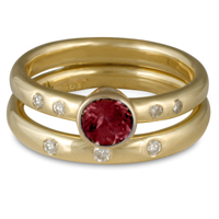 Simplicity Bridal Ring Set with Gems in Ruby