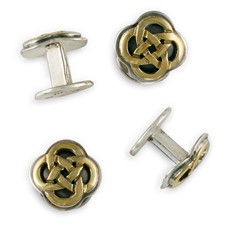 Sita Tuxedo Studs in 14K Yellow Gold Design w Sterling Silver Base