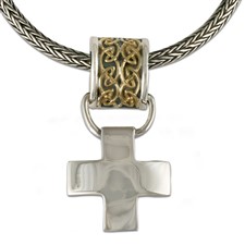 Snowdon Cross Pendant in 14K Yellow Gold Design w Sterling Silver Base