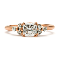 Square Cluster Engagement Ring in 14K Rose Gold