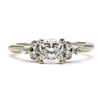 Square Cluster Engagement Ring in 14K White Gold