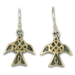 Swallow Earrings Small in 14K Yellow Gold Design w Sterling Silver Base