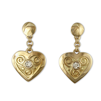 Swirl Heart Earrings with Diamonds in 18K Yellow Gold