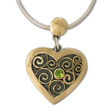 Swirl Heart Pendant in Peridot