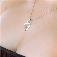 Swirl Heart Pendant in 14K Yellow Gold Design w Sterling Silver Base