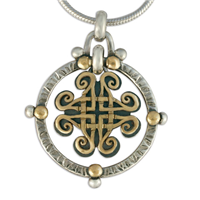 Taliesin Pendant in 14K Yellow Gold Design w Sterling Silver Base