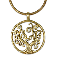 Tree of Life Pendant 14K with Gems Small in 14K Yellow Gold