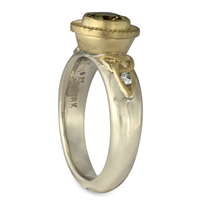 Trinity Bezel Ring in 14K White Gold Borders & Base w 18K Yellow Gold Center