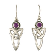 Trinity Earrings with Gems in Amethyst