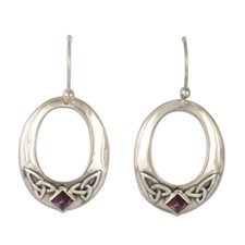 Trinity Hoop Earrings in Amethyst