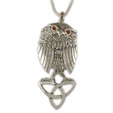 Trinity Owl Pendant in Sterling Silver