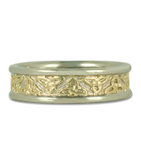 Trinity Strand Ring in 14K White Gold Borders & Base w 18K Yellow Gold Center