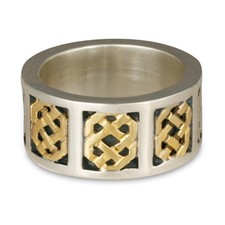 Tripoli Wedding Ring in 18K Yellow Gold Design w Sterling Silver Base