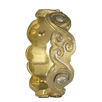 Triscali Ring with Diamonds in 14K Yellow Gold Base & 18K White Gold Design