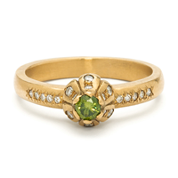 Tulip Engagement Ring in Green Diamond