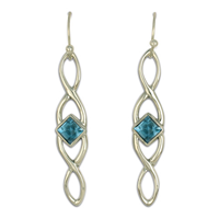 Twist Earrings Long in Swiss Blue Topaz