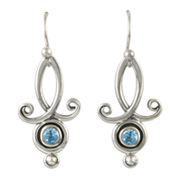 Viola Earrings with Gems in Swiss Blue Topaz