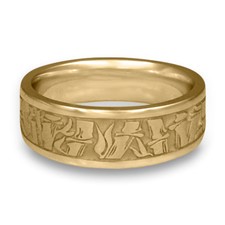 Wide Bamboo Wedding Ring in 14K Yellow Gold