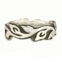 Wide Borderless Flores Wedding Ring in Sterling Silver