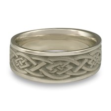 Wide Celtic Diamond Wedding Ring in 14K White Gold