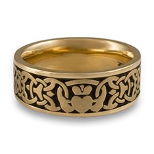 Wide Claddagh Wedding Ring in 14K Yellow Gold