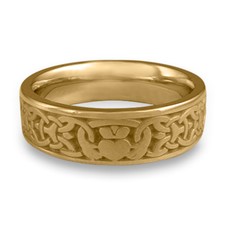 Wide Claddagh Wedding Ring in 14K Yellow Gold