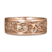 Wide Continuous Garden Gate Wedding Ring with Gems  in 14K Rose Gold