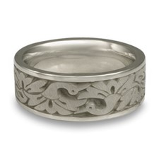 Wide Cranes Wedding Ring in 14K White Gold