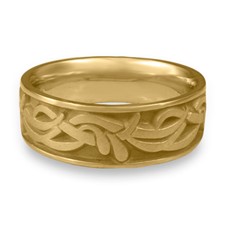Wide Paradise Flower Wedding Ring in 14K Yellow Gold