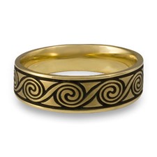 Wide Rolling Moon Wedding Ring in 18K Yellow Gold