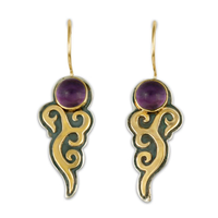 Wind Horse Earrings with Gem in Amethyst